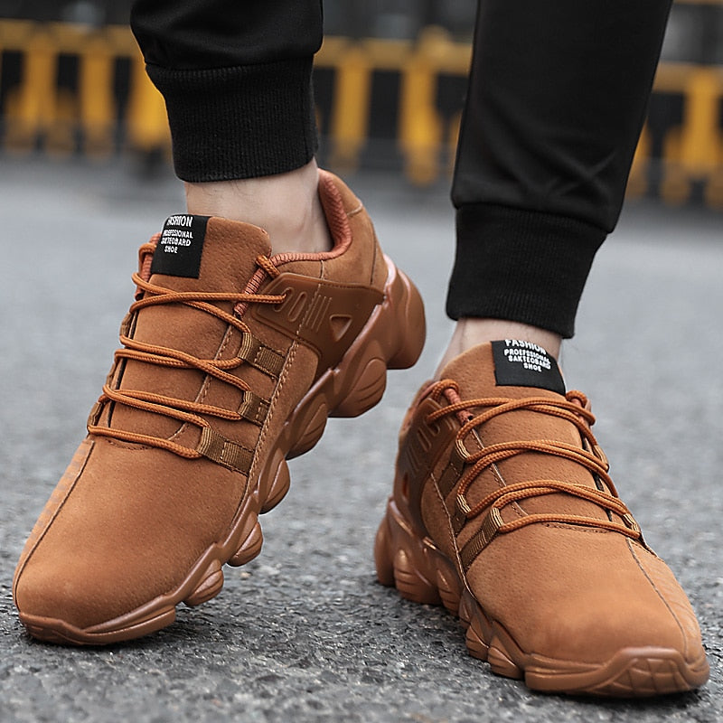 Popular Male Casual Shoes for Men Adults Comfortable Senior Suede Black Male Sneakers