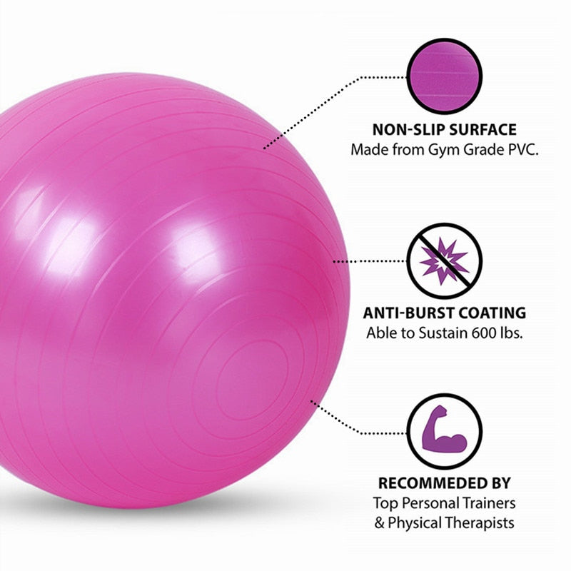 PVC Glossy Fitness Balls Yoga Ball Thickened Explosion-proof Exercise Home Gym Pilates Equipment Balance Ball 45cm/55cm/65cm/75cm/85cm