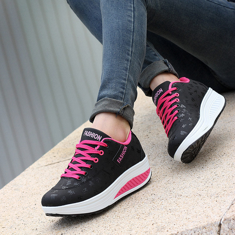 women running shoes sneakers female breathable thick bottom wedges outdoor