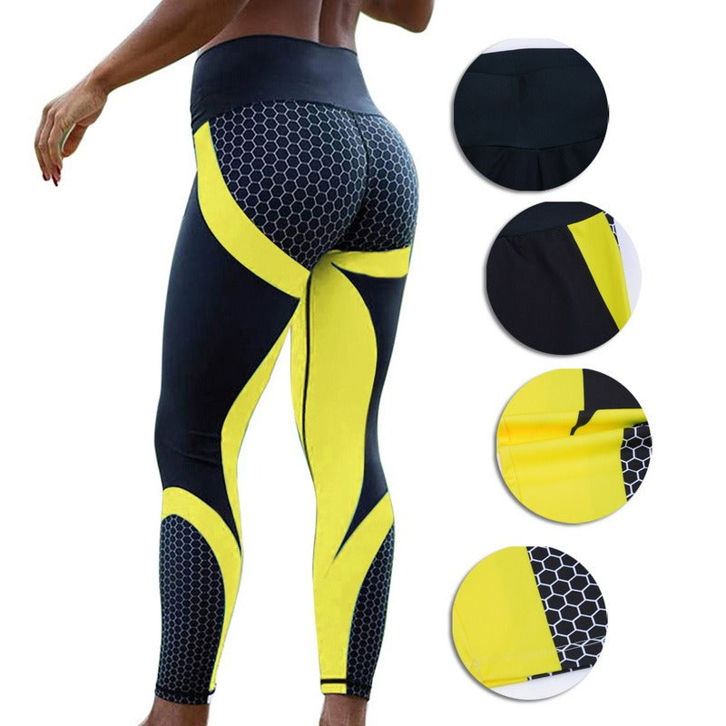 Digital printed yoga pants with high waist and hip lifting leggings