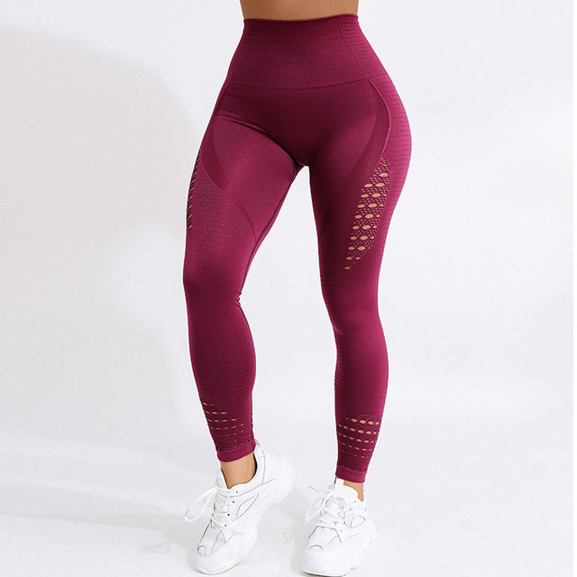 Seamless High Waist Yoga Leggings Tights Women Workout Mesh Breathable Fitness Clothing Training Pants Female