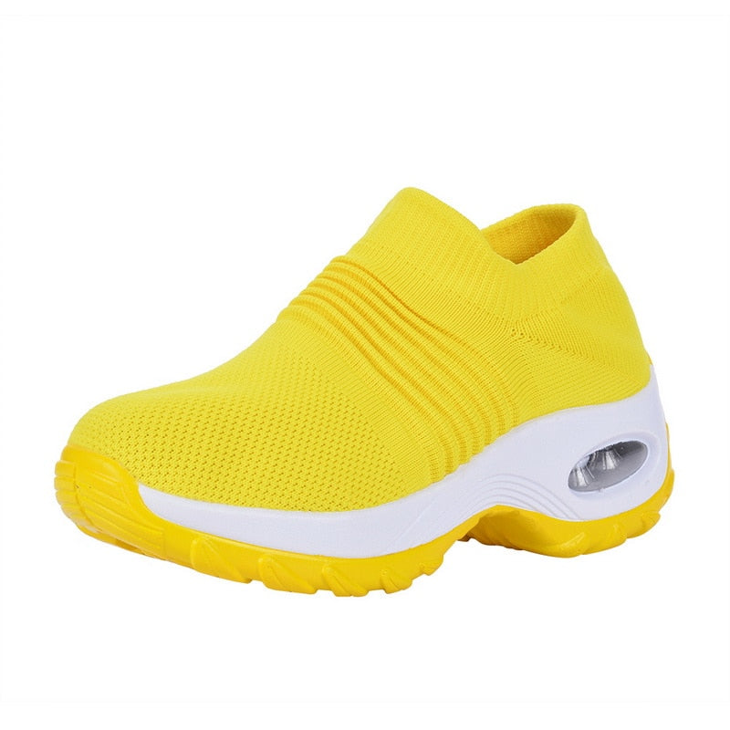 Spring Women Sneakers Shoes Flat Slip on Platform Sneakers for Women Black Breathable Mesh Sock Sneakers Shoes