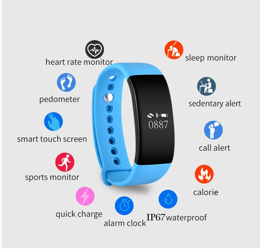 V66 Sport Smartwatch BT 4.0  IP67 Waterproof Heart Rate Monitor Smart Wristband Health Bracelet for Android IOS Phone