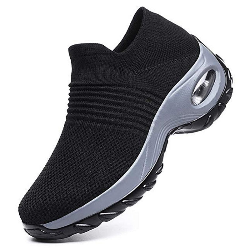 Spring Women Sneakers Shoes Flat Slip on Platform Sneakers for Women Black Breathable Mesh Sock Sneakers Shoes