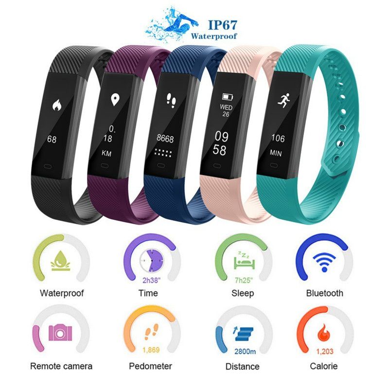 ID115 Smart Bracelet Fitness Tracker Smart Wristband Pedometer Compatible Smartband Waterproof Sleep Monitor Wrist Watch