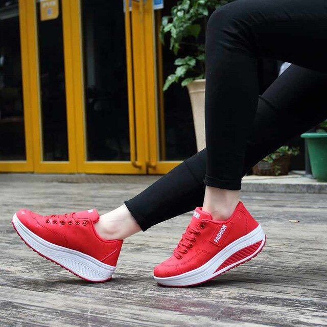 women running shoes sneakers female breathable thick bottom wedges outdoor