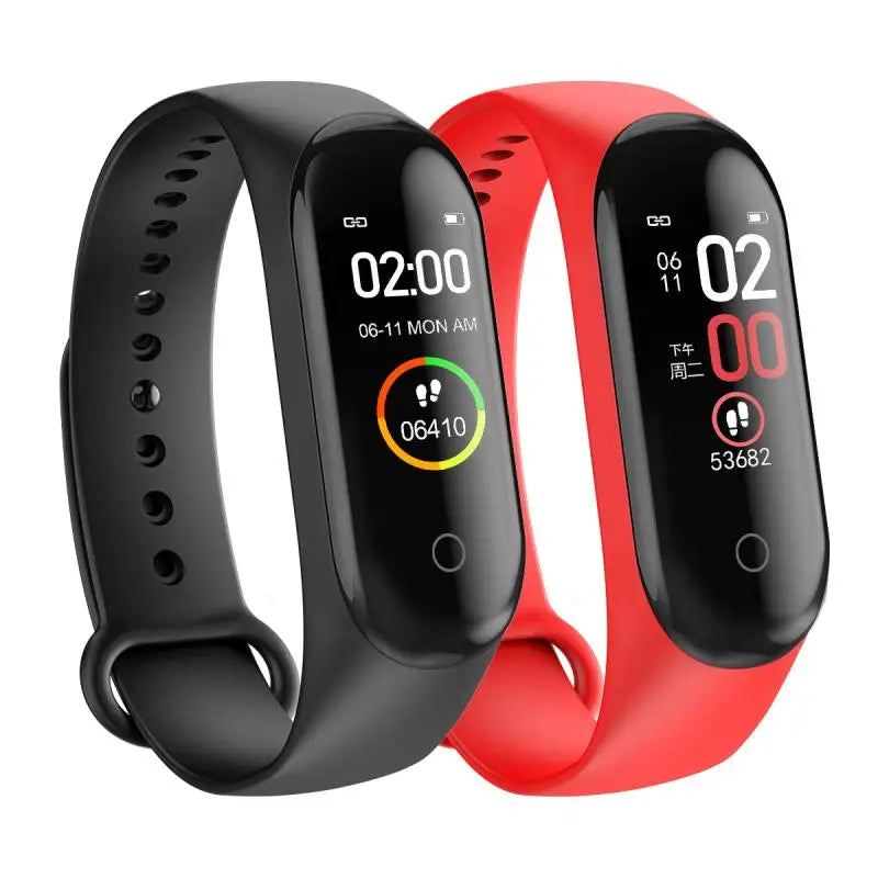 M4 Smart Bracelet Band Sport Fitness Pedometer Tracker Watch Heart Rate Blood Pressure Smart Watch Multi Color Black Red Bule