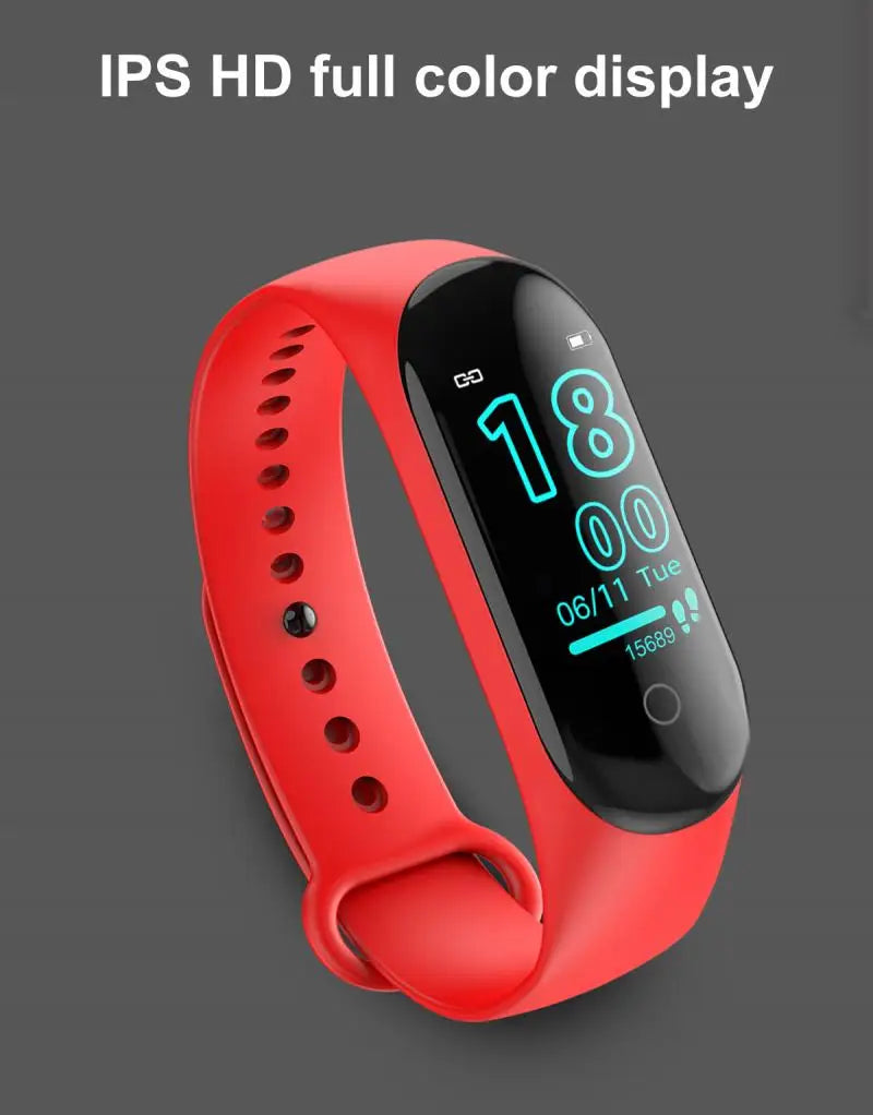 M4 Smart Bracelet Band Sport Fitness Pedometer Tracker Watch Heart Rate Blood Pressure Smart Watch Multi Color Black Red Bule