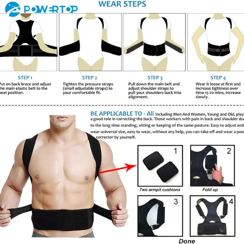 Magnetic therapy posture corrector posture corset shoulder support belt men and women braces and support belt shoulder posture