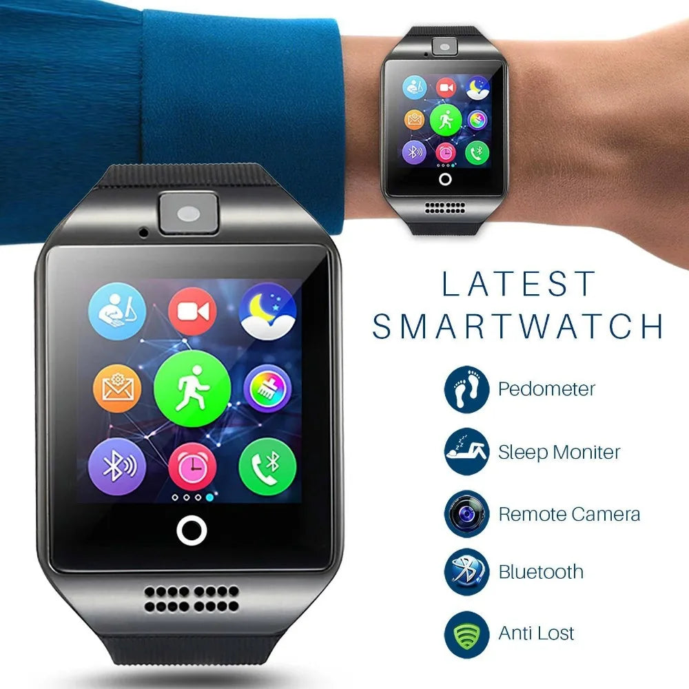 Bluetooth Smart Watch Q18 With Camera Facebook Whatsapp Twitter Sync SMS Smartwatch Support SIM TF Card For IOS Android