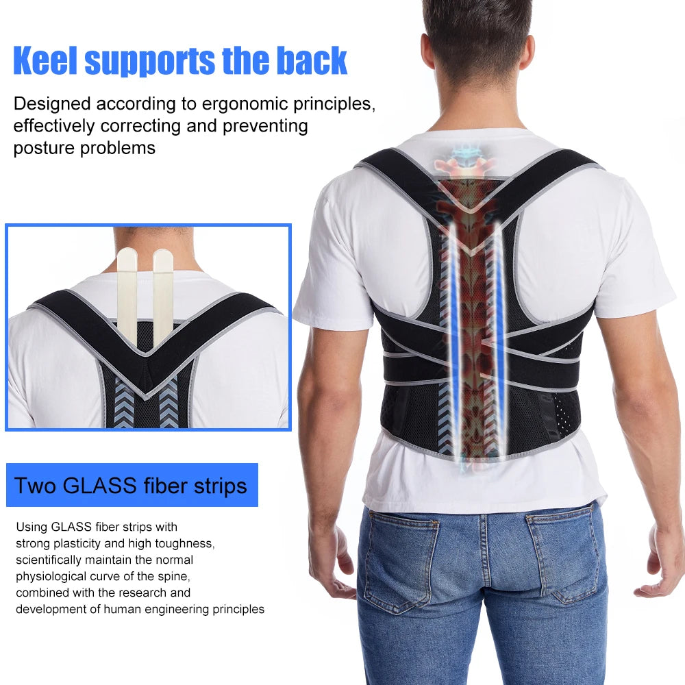 1 PCS Sports Back Posture Corrector Adjustable Spine Shoulder Support Belt Lumbar Brace Corset Correction Body Back Straightener