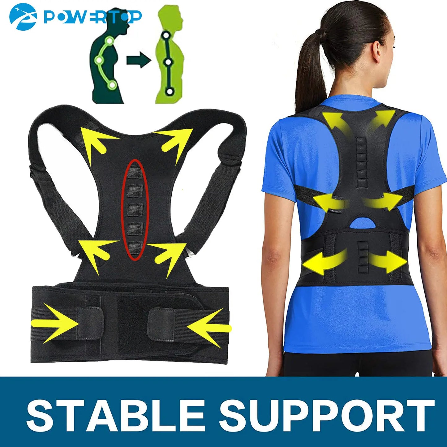 Magnetic therapy posture corrector posture corset shoulder support belt men and women braces and support belt shoulder posture