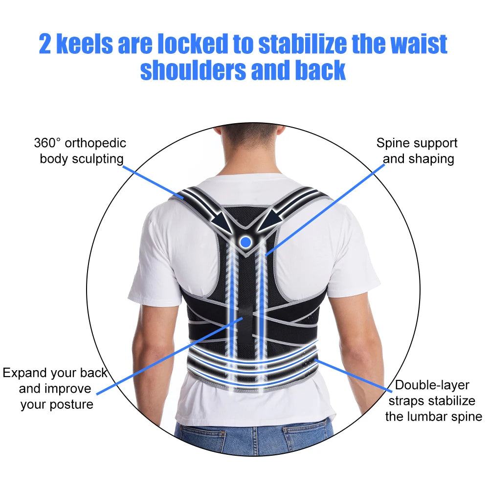 1 PCS Sports Back Posture Corrector Adjustable Spine Shoulder Support Belt Lumbar Brace Corset Correction Body Back Straightener