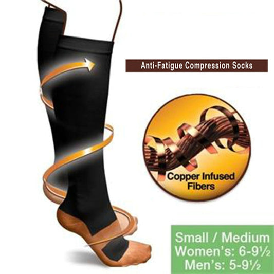 Miracle Copper Compression Socks Unisex Anti-Fatigue Compression Socks Foot Pain Relief Soft Magic Socks Men Women Leg Support