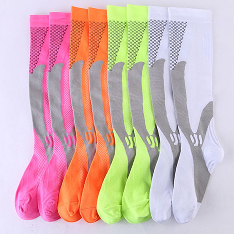 Men Leg Support Stretch Outdoor Sport Knee High Long Compression Socks Running Soccer Cycling Polyester Hosiery