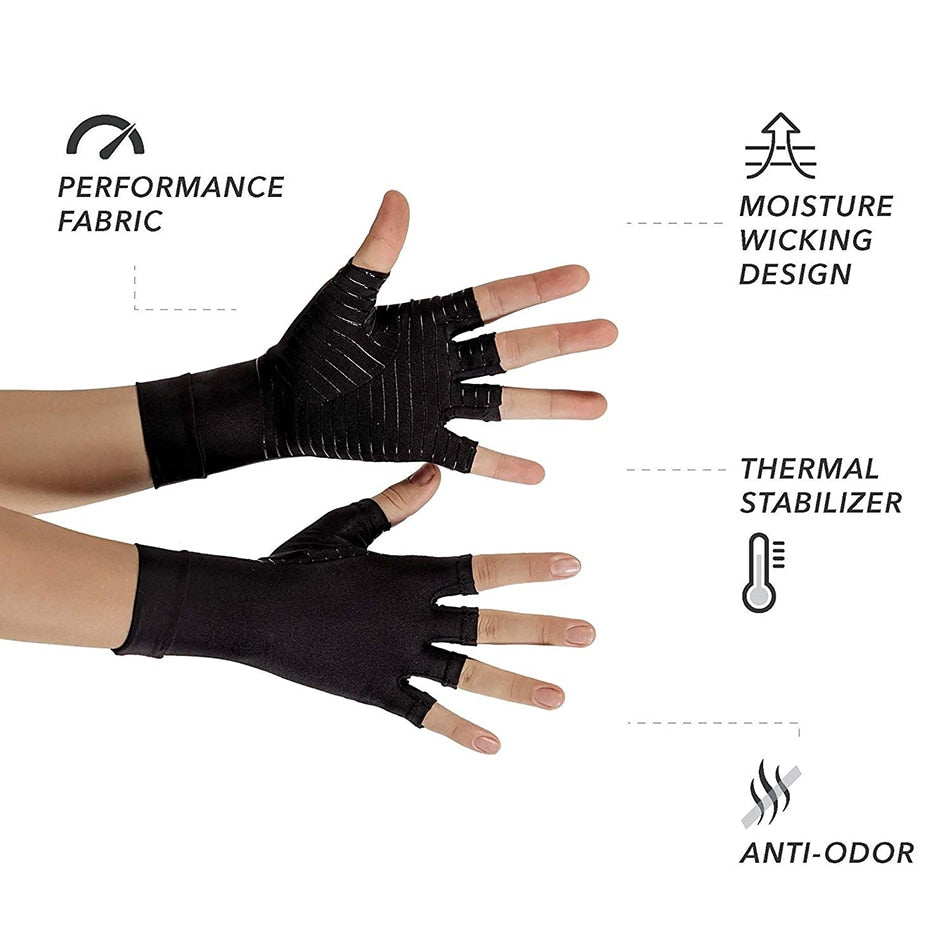 1 Pair Compression Arthritis Gloves for Women Men Joint Pain Relief Half Finger Brace Therapy Wrist Support Anti-slip