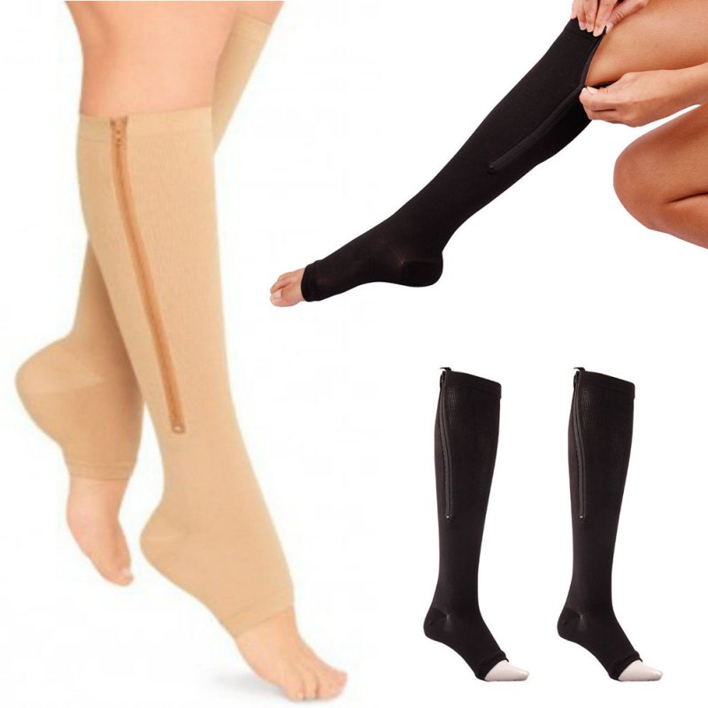 Women Fitness Stovepipe socks Zipper Compression Yoga Socks Zip Leg Support Knee Open Toe Sports Sock