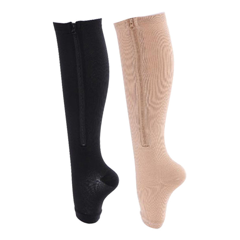 Women Fitness Stovepipe socks Zipper Compression Yoga Socks Zip Leg Support Knee Open Toe Sports Sock