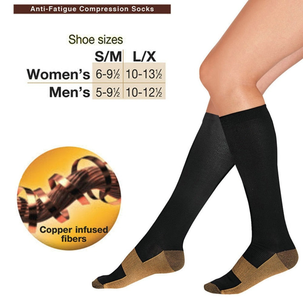 Miracle Copper Compression Socks Unisex Anti-Fatigue Compression Socks Foot Pain Relief Soft Magic Socks Men Women Leg Support