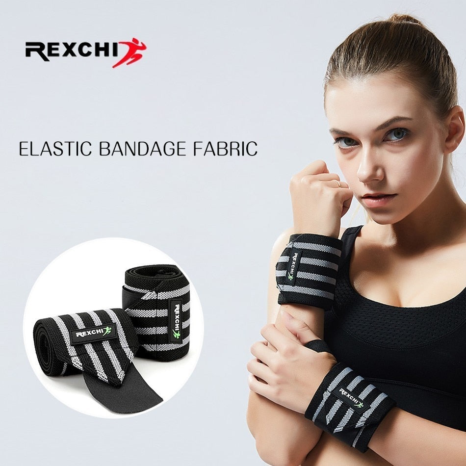 REXCHI Gym Fitness Weightlifting Bracers Powerlifting Wristband Support Elastic Wrist Wraps Bandages Brace for Sports Safety