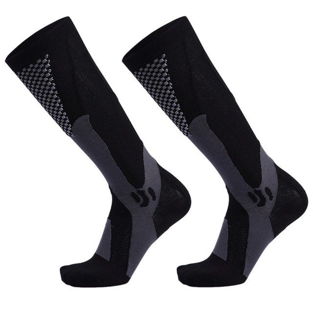 Men Leg Support Stretch Outdoor Sport Knee High Long Compression Socks Running Soccer Cycling Polyester Hosiery