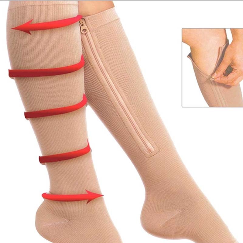 Women Fitness Stovepipe socks Zipper Compression Yoga Socks Zip Leg Support Knee Open Toe Sports Sock