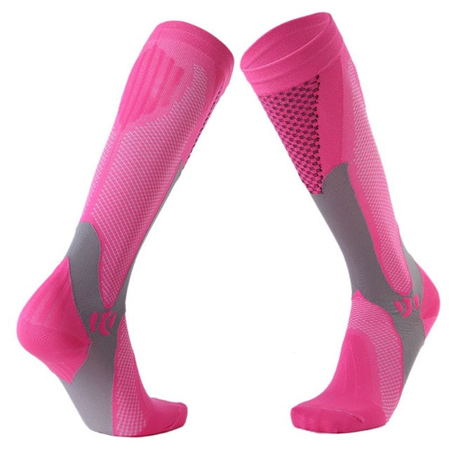 Men Leg Support Stretch Outdoor Sport Knee High Long Compression Socks Running Soccer Cycling Polyester Hosiery