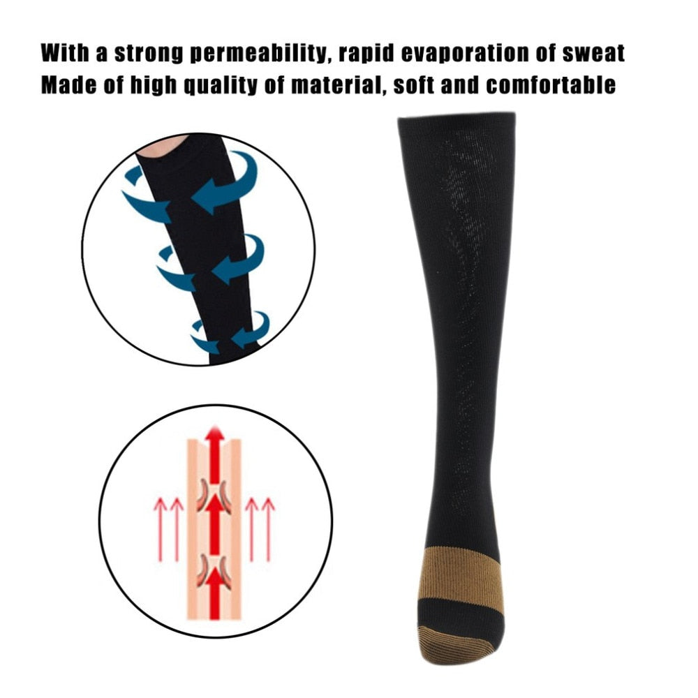 Miracle Copper Compression Socks Unisex Anti-Fatigue Compression Socks Foot Pain Relief Soft Magic Socks Men Women Leg Support