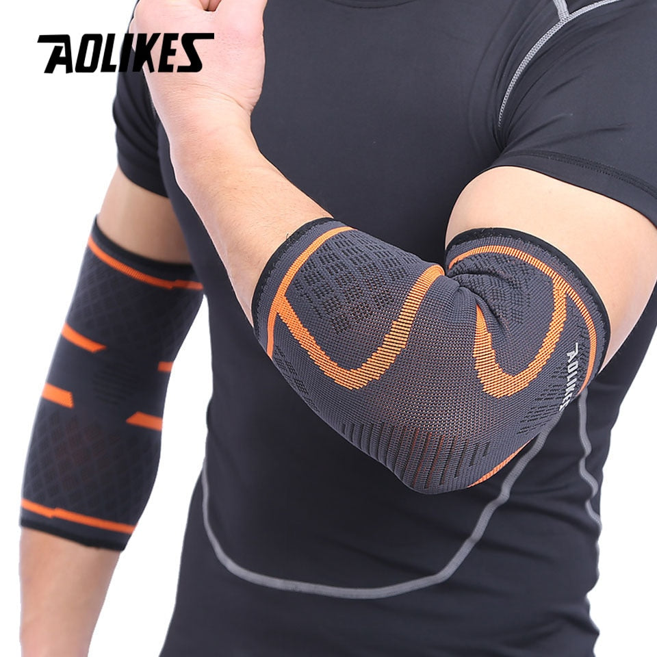 AOLIKES 1PCS Elbow Support Elastic Gym Sport Elbow Protective Pad Absorb Sweat Sport Basketball Arm Sleeve Elbow Brace