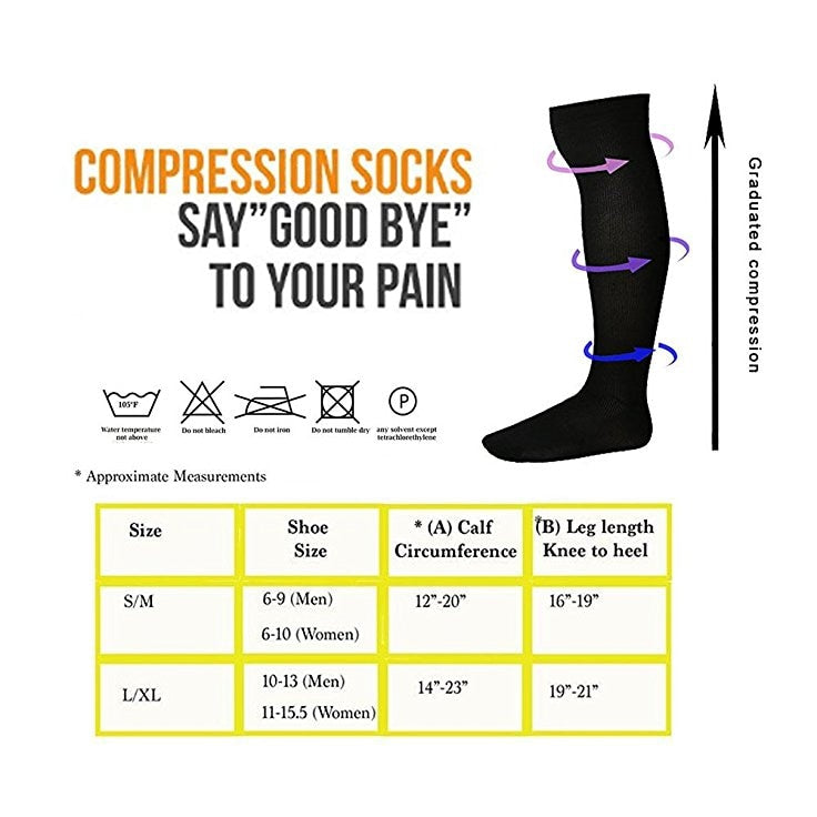 david angie Unisex Medical Compression Socks Women Men Pressure Varicose Veins Leg Relief Pain Knee High Stockings 1Pair,1Yc2101