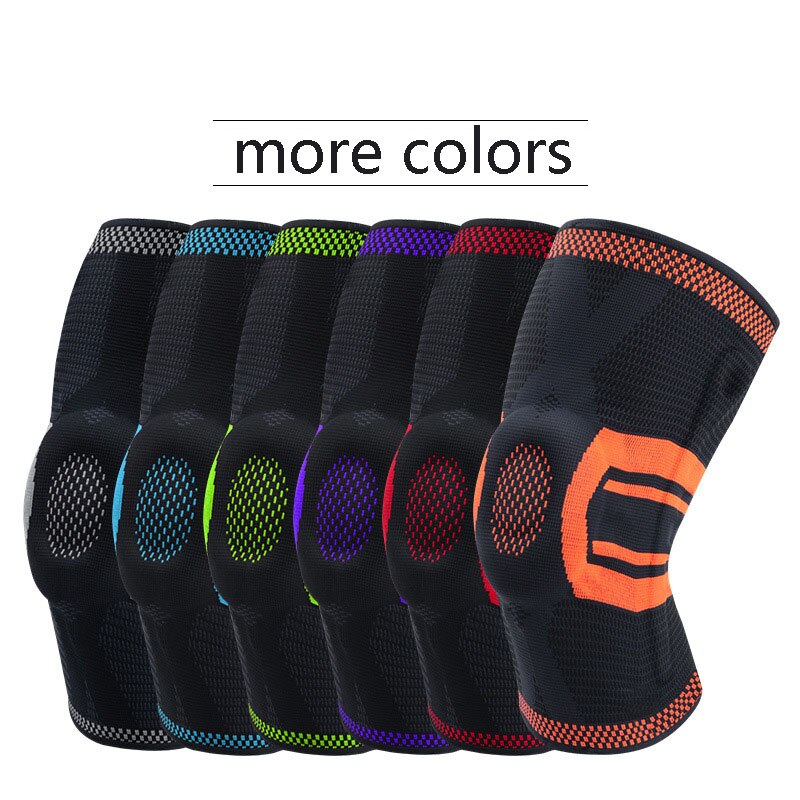 New 1 piece Patella Knee Protector Brace Elastic Silicone Spring Knee Pad Training Knitted Compression Knee Sleeve Support Sport