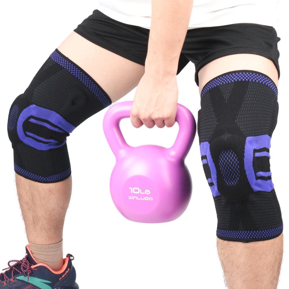 New 1 piece Patella Knee Protector Brace Elastic Silicone Spring Knee Pad Training Knitted Compression Knee Sleeve Support Sport