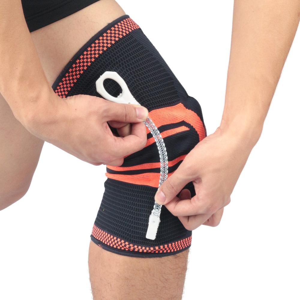 New 1 piece Patella Knee Protector Brace Elastic Silicone Spring Knee Pad Training Knitted Compression Knee Sleeve Support Sport